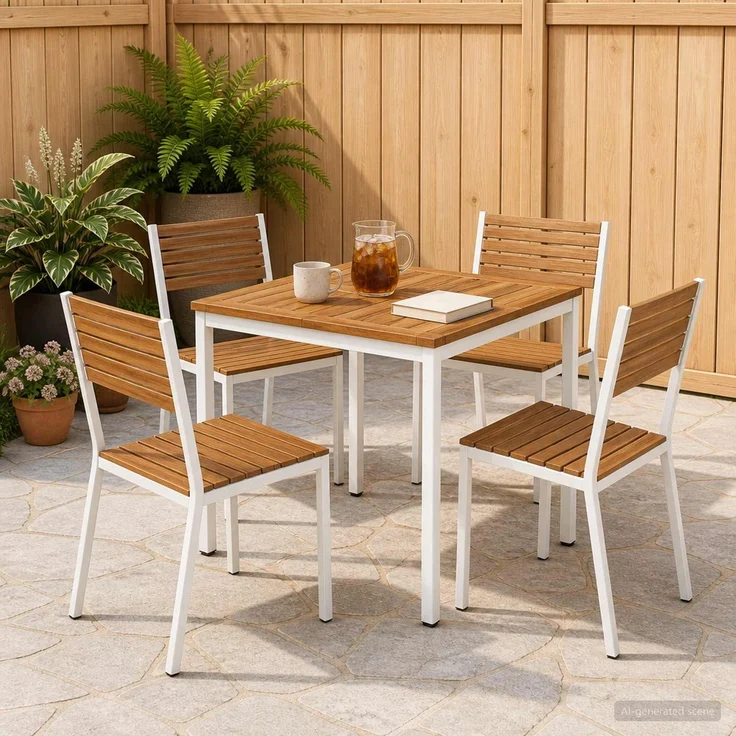 vidaXL Gartentisch NAARDEN Natur und Weiß 70 x 68,5 x 75 cm 901308 – Bild 1