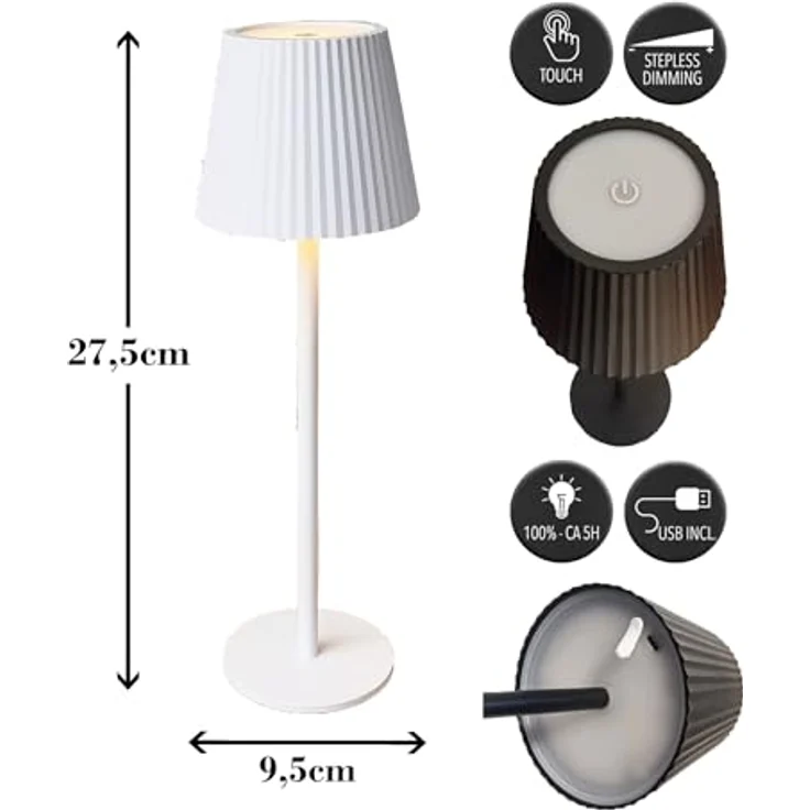 Coen Bakker Deco BV LED Außen-Tischleuchte Touch Tischlampe dimmbar mit Akku, In-/Outdoor, Touch-Funktion, LED fest verbaut, Kaltweiß, Warmweiß, Tageslichtweiß – Bild 4