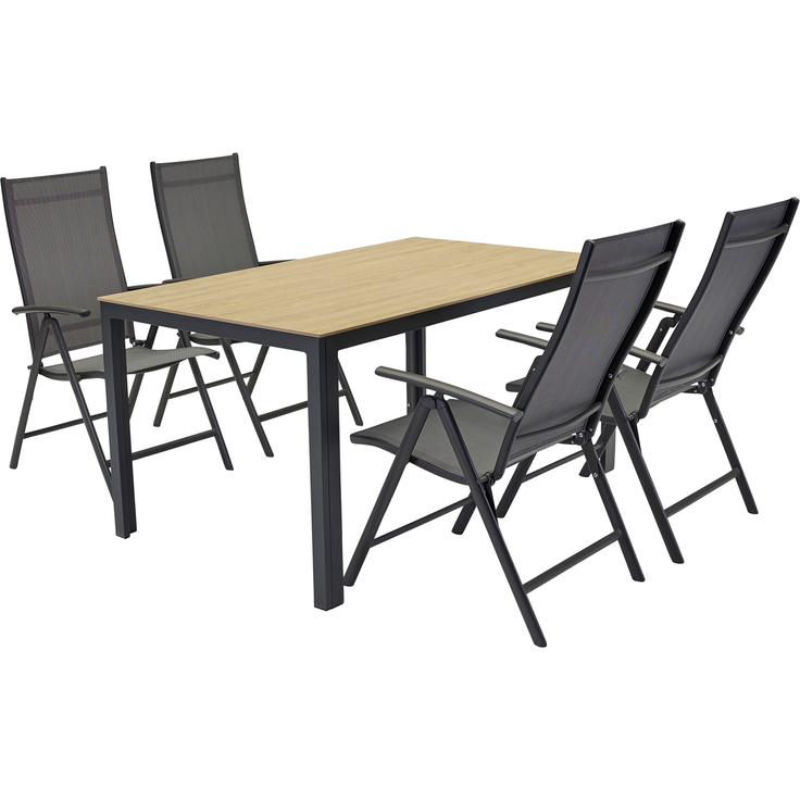 GARVIO Dining-Set, bestehend aus 4 Klappsessel ( max. 110KG ) und 1 x Esstisch
