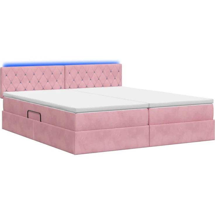 vidaXL LED-Speicherbett mit Matratze Rosa 200 x 200 cm Samt 3459383 – Bild 9