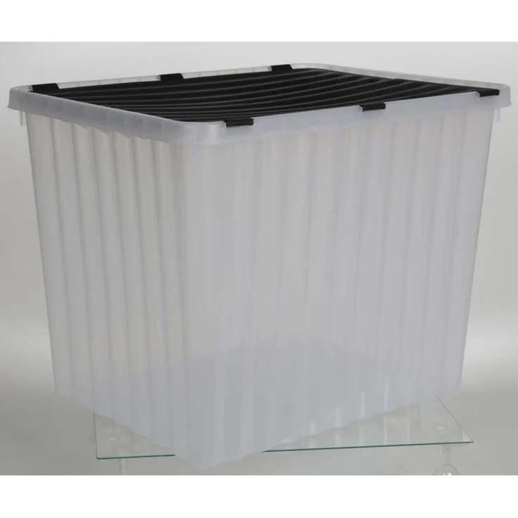 7x Wellenboxen 88L 60x45x45cm Deckel Transparent Aufbewahrung Spielzeugkiste – Bild 5