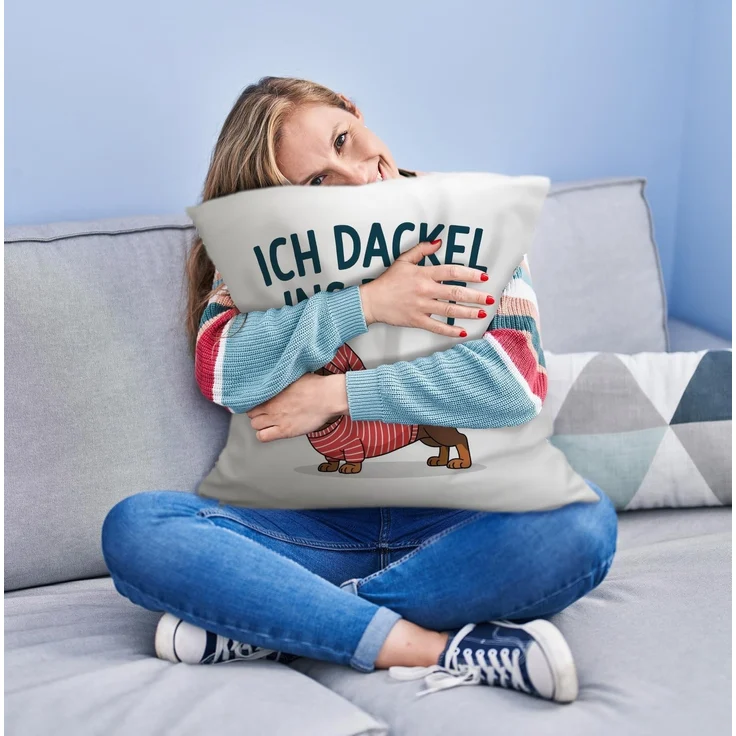 speecheese Dekokissen Dackel im Hemd - Ich dackel ins Bett Kuschelkissen – Bild 2