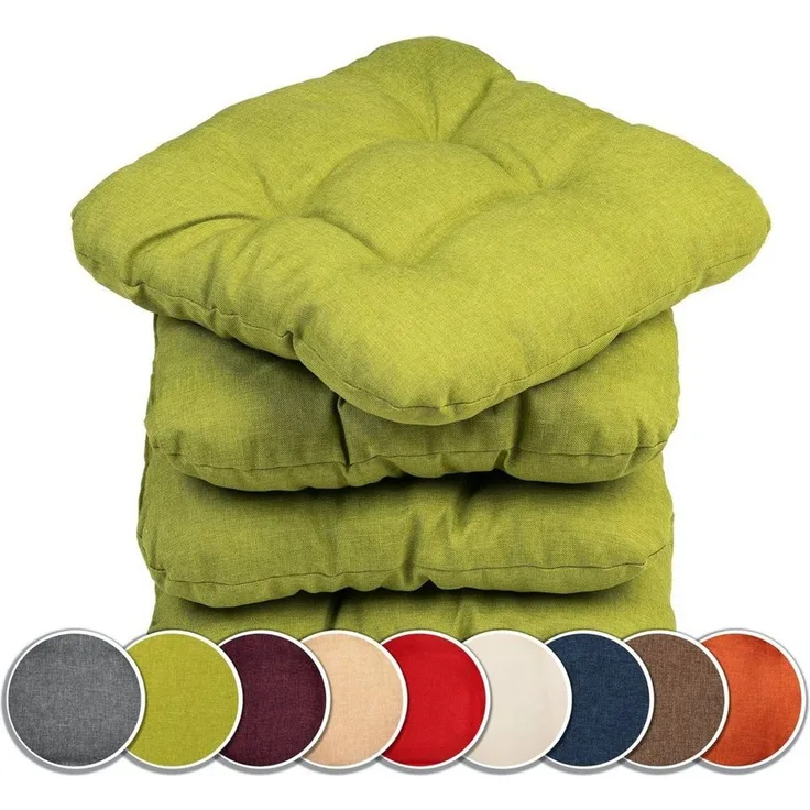 sunnypillow Stuhlkissen 4er Set Stuhlkissen 40x40 cm Bequeme 8cm, Polsterauflage Auflage für Stühle / Bänke