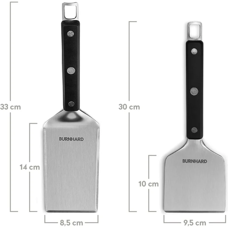 BURNHARD® Edelstahl Plancha Set Fred 41,5 x 40,0 cm mit 2-tlg. Grillspachtel und Grillschaber Set - Multi-Color - #946147 – Bild 2