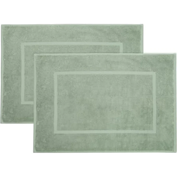 ZOLLNER Badematten 2er Set, 50x70 cm, saugstarke Baumwolle, waschbar bis 60°C, Fußbodenheizung geeignet, Salbei, Hotelqualität – Bild 1