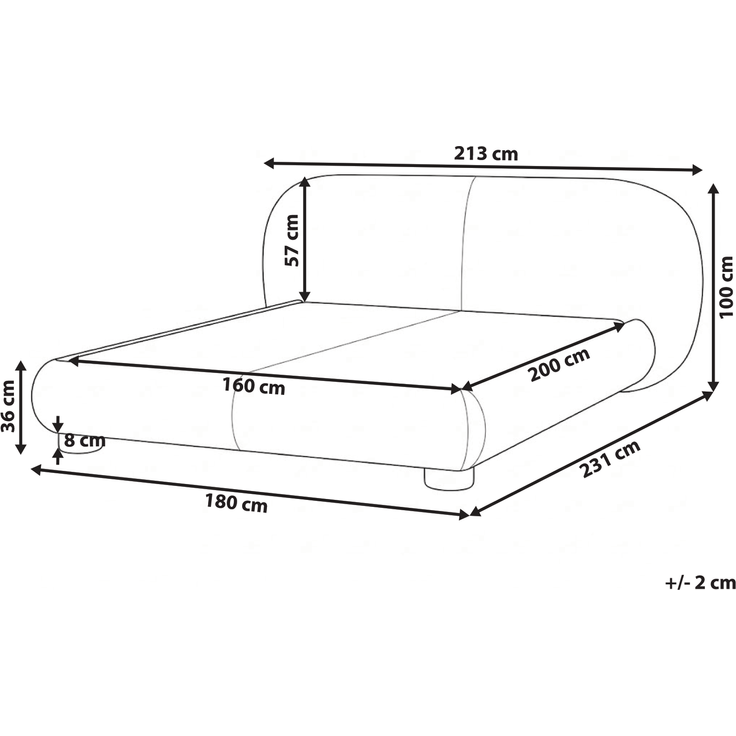 Bett mit Lattenrost Bouclé BAYEL 160x200 cm Cremeweiß – Bild 2