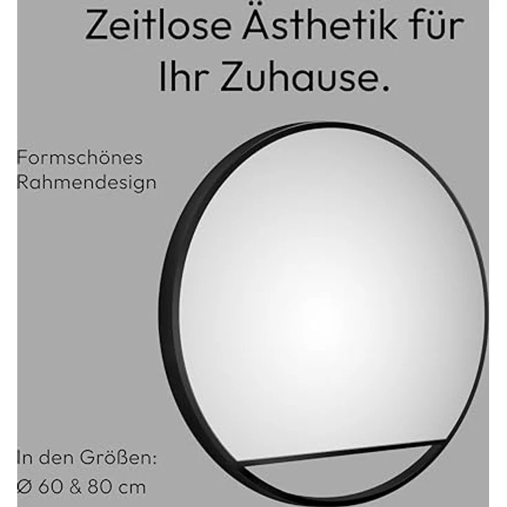 Talos Black Hole Spiegel, runder Wandspiegel Ø 60 cm mit matt schwarzem Aluminiumrahmen, ideal für modernes Badezimmer und Zuhause – Bild 4