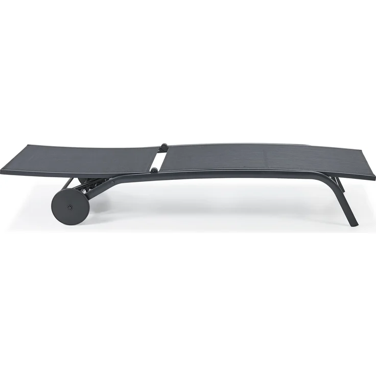LECO Sonnenliege NELE mit Rollen und 5-fach verstellbarer Rückenlehne, Aluminiumgestell und Kunststoffgewebe anthrazit, 192x71x93 cm – Bild 4