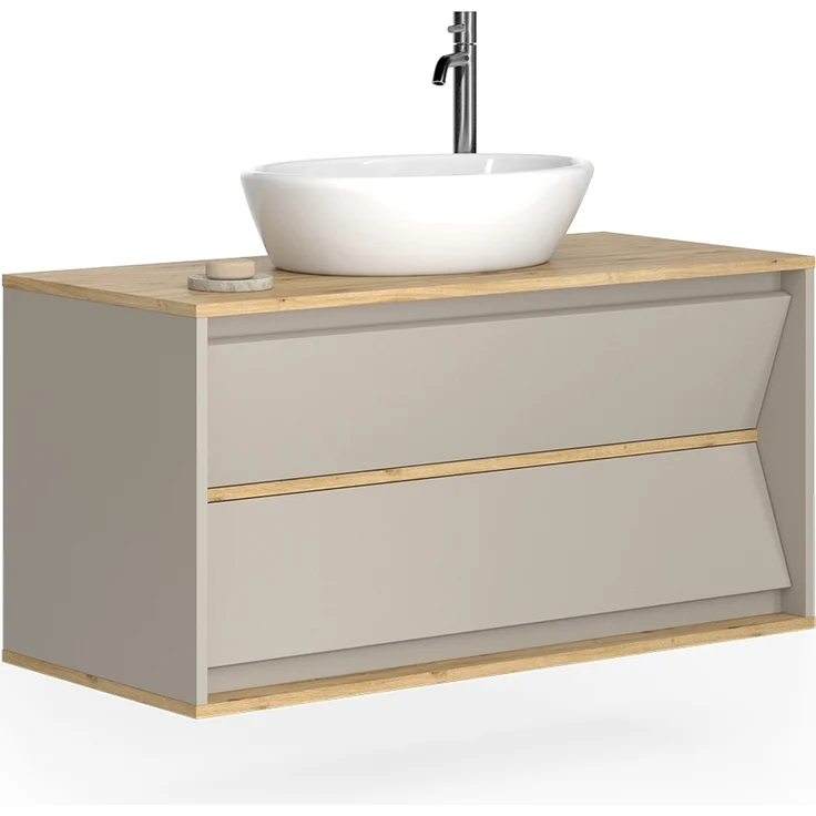 Waschbeckenunterschrank Edelin Cashmere 100 x 50 cm mit 2 Schubladen Vicco – Bild 6