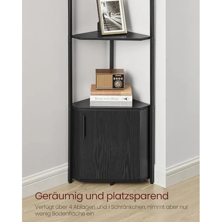 VASAGLE Eckregal mit Stauraum, Standregal, Aufbewahrungsregal mit 5 Ebenen, Regal, für Wohnzimmer, Schlafzimmer, Küche, Badezimmer, ebenholzschwarz-tintenschwarz LBC580B01 – Bild 6