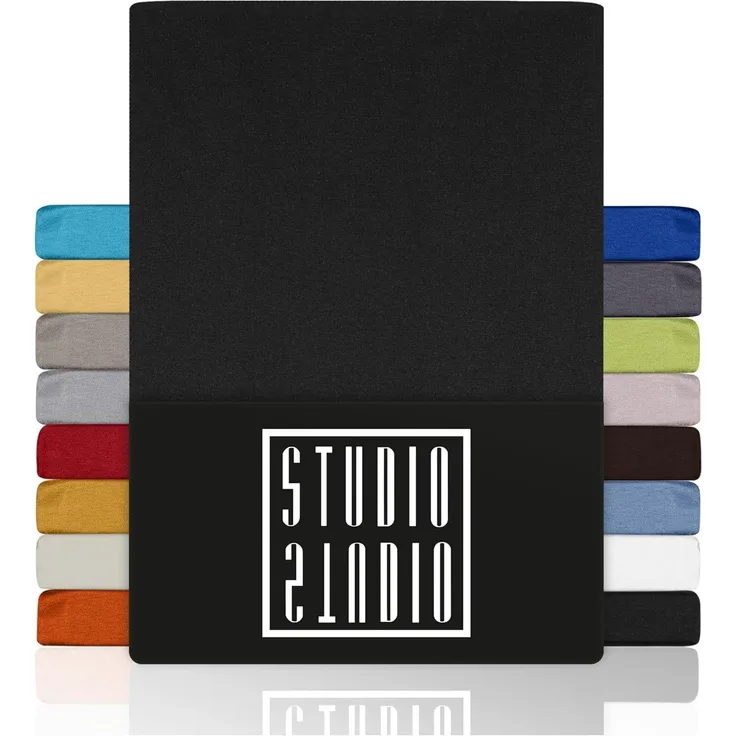 STUDIO Basic Spannbettlaken 120x200 cm, 100% gekämmte Baumwolle, Oeko-TEX 100, Markenqualität, Bettlaken Spannbetttuch Jersey 120x200 - Anthrazit