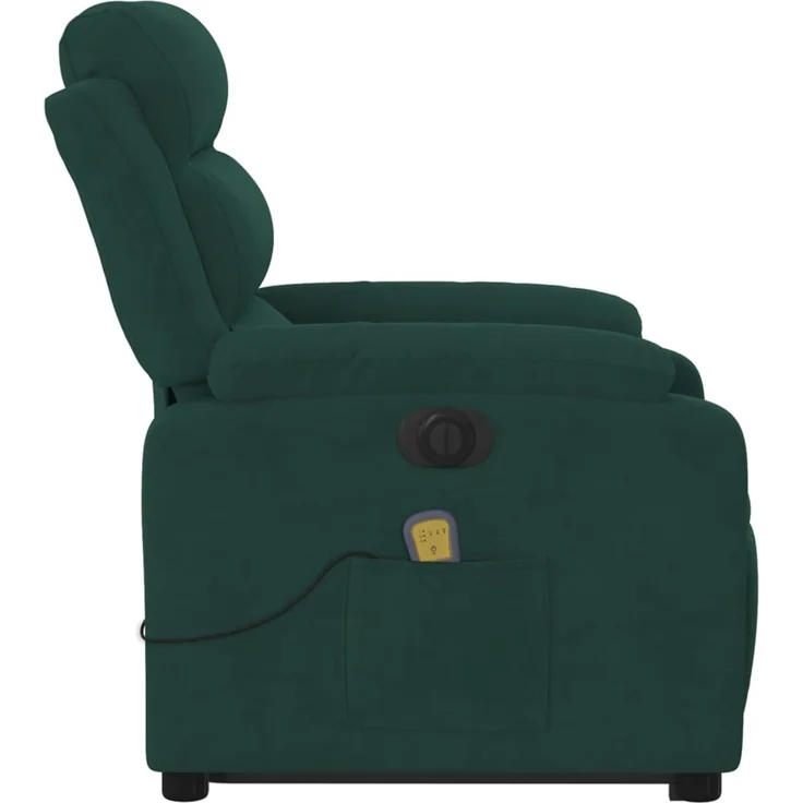 vidaXL Massagesessel mit Aufstehhilfe Elektrisch Dunkelgrün Samt 3205127 – Bild 10
