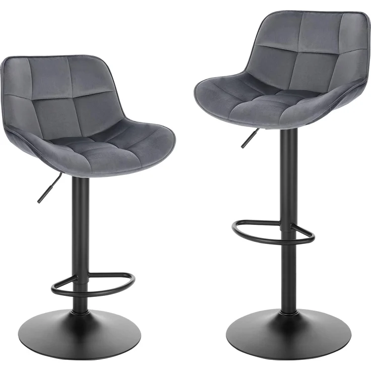 EUGAD Barhocker (2 St), Samtbezug höhenverstellbar 360° drehbar aus Metall – Bild 1