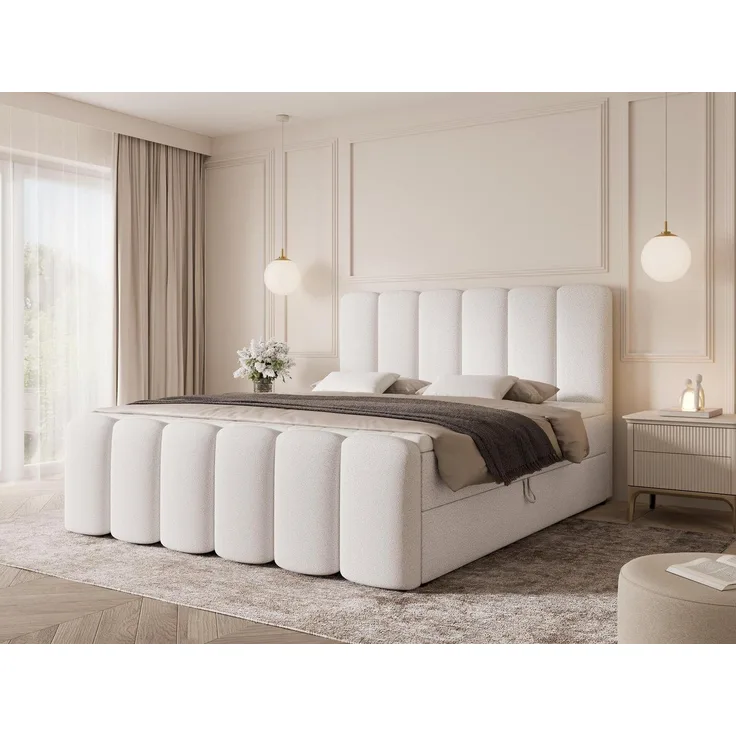 Compleo Boxbett Wolkenbett, Bequem H3, Doppelbett gepolstertes Kopfteil mit Bettkasten