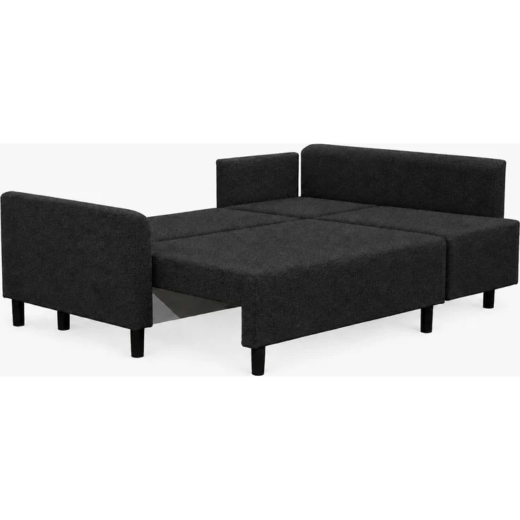 KRISAN MÖBEL Ecksofa LOFT in Schwarz 205 x 89 x 144 cm, modernes Ecksofa mit Schlaffunktion und flexiblem Ottomane-Aufbau – Bild 2