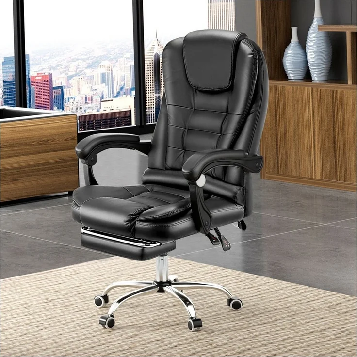 oyajia Bürostuhl Ergonomischer Bürostuhl Massage Chefsessel Drehstuhl Gaming Büro Stuhl, Drehsessel mit verstellbare Lendenkissen, Kopfkissen und Armlehnen – Bild 3