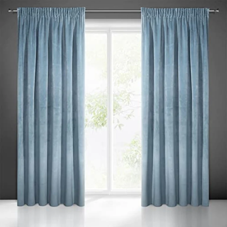 Eurofirany 'VILLA' Vorhang, Samtvorhänge, Velours Blickdicht, Blau, KRÄUSELBAND, H270 x B140 cm (1er Pack) – Bild 7