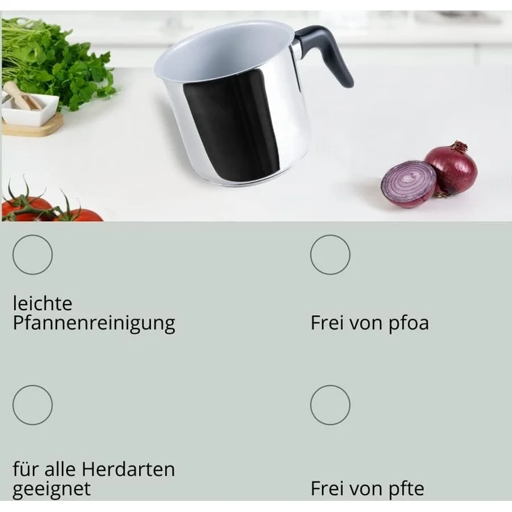 Genius Milchtopf Cerafit Steel Milchtopf 14 cm, Edelstahl, Keramik, Antihaft-Beschichtung – Bild 5