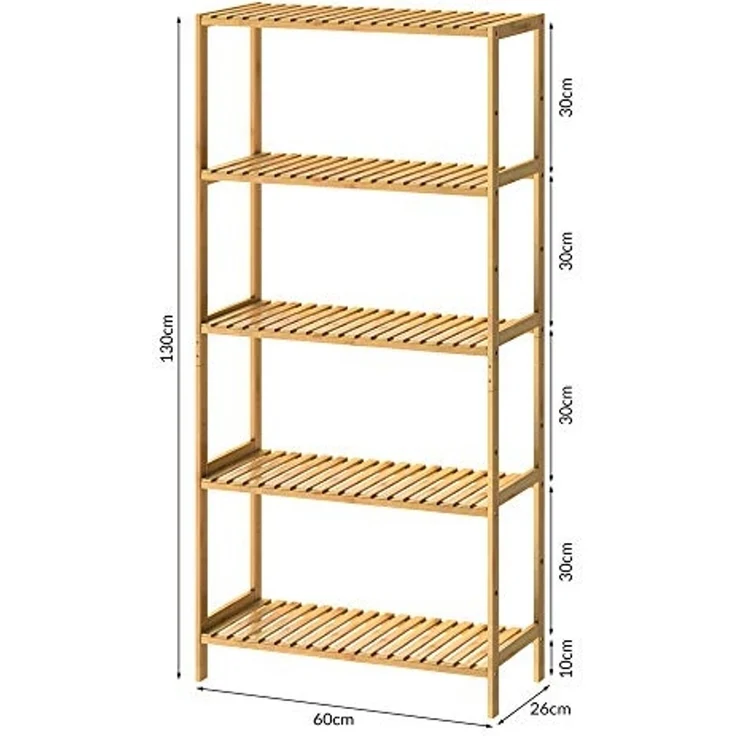 Casaria Standregal, mit 5 Ablagen Höhenverstellbar 130x60x26 cm Stabil Küchenregal – Bild 3