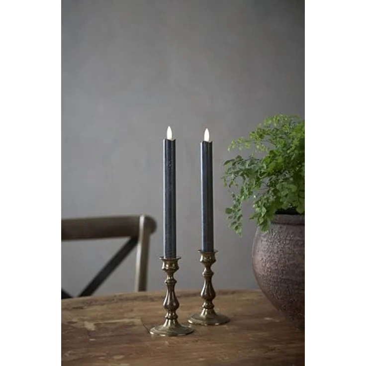 LED Stabkerzen Flamme, 2er-Set, Wachs, flackernd, schwarz, 25cm – Bild 5