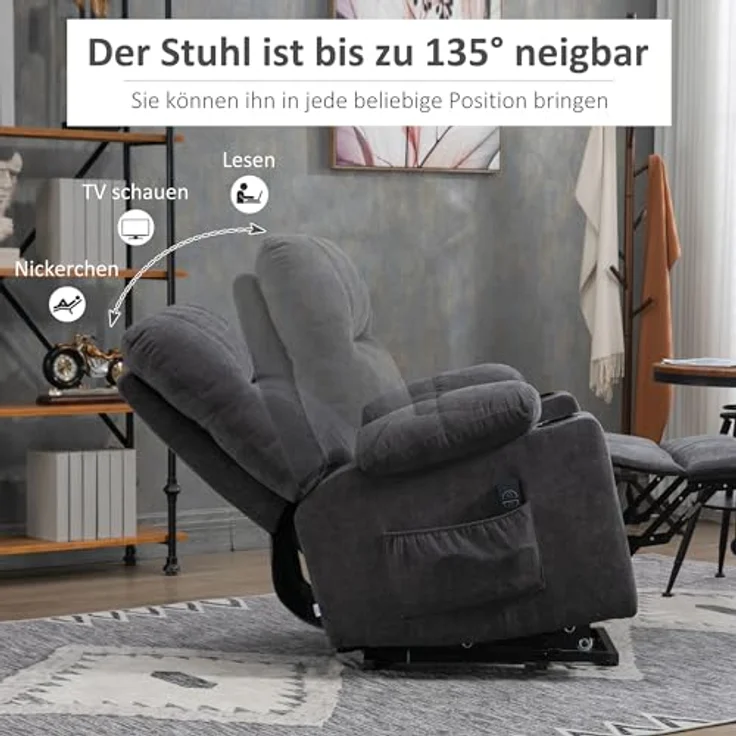 HOMCOM Massagesessel Sessel mit Aufstehhilfe, Elektrischer Kinosessel mit Massagefunktion (1-St) – Bild 6