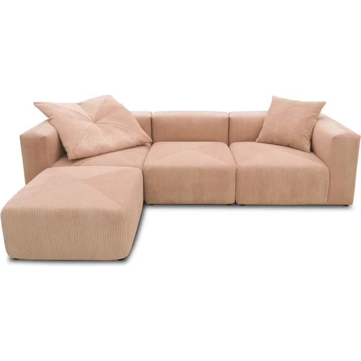 DOMO. collection Ecksofa 800011, Modul-Couch in L-Form, individuell kombinierbar, Cord Sofa, Polsterecke, Eckcouch, Polstergarnitur 301 x 193 x 69 (BxTxH), rose – Bild 2