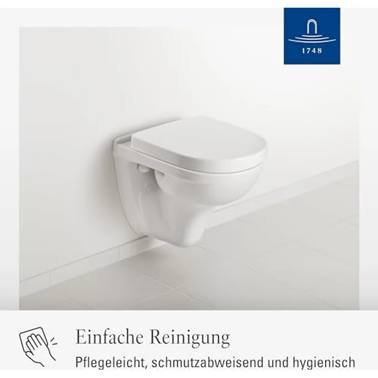 Villeroy & Boch Avento WC-Sitz, Toilettendeckel mit Absenkautomatik, abnehmbarer Toilettensitz aus bruchsicherem Duroplast, Klodeckel Original Ersatzteil, D-Form, Stone White, matt – Bild 6