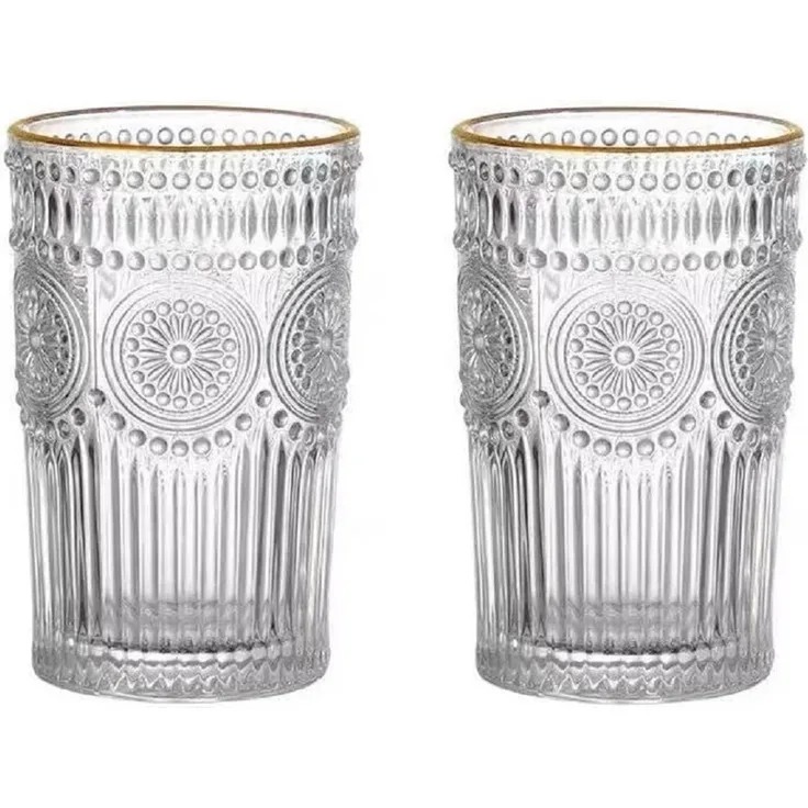 400ml Retro Vintage Trinkgläser Set Gold Kante 2 Gläser Cognac Whiskey Cocktail