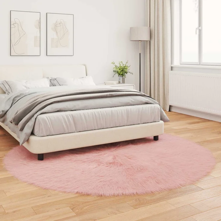 vidaXL Kunstschaffell Teppich Tafalla Rosa Ø 160 cm Polyester 42021560 – Bild 3