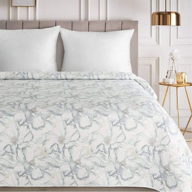 Eurofirany Tagesdecke floral, gesteppt & beidseitig, Bettüberwurf mit Blumenmuster, 170x210, 200x220, 220x240