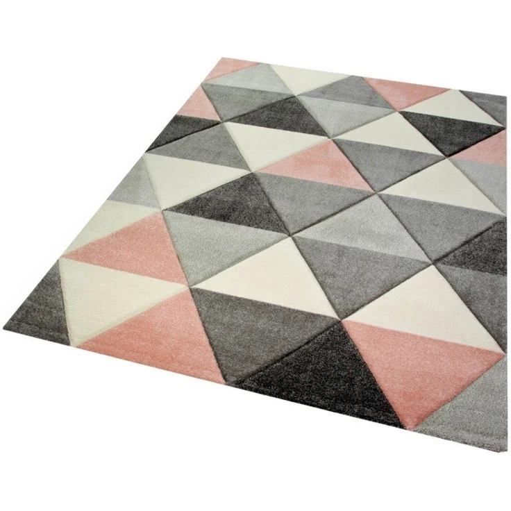 Carpetia Teppich Teppich Wohnzimmerteppich Dreieck rosa grau creme, rechteckig, Höhe: 13 mm – Bild 2