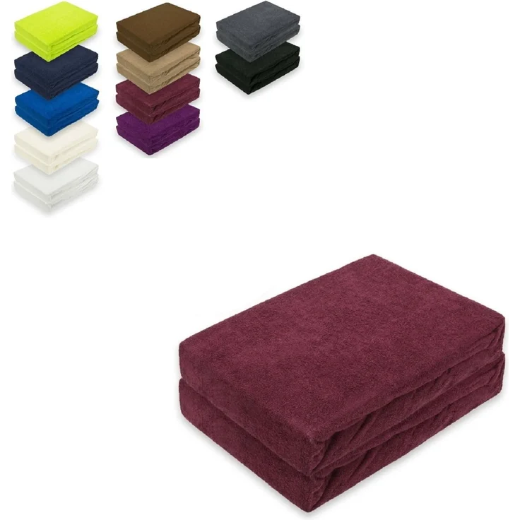 Doppelpack Frottee Spannbettlaken 140 - 160 x 200 cm Bordeaux – Bild 1