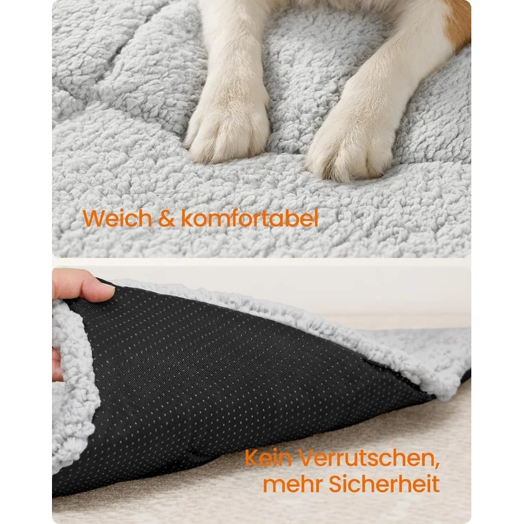Feandrea Hundedecke, Haustier Decke, für Hunde, Katzen, 75 x 50 cm, M, maschinenwaschbar, trocknergeeignet, rutschfest, hellgrau – Bild 3