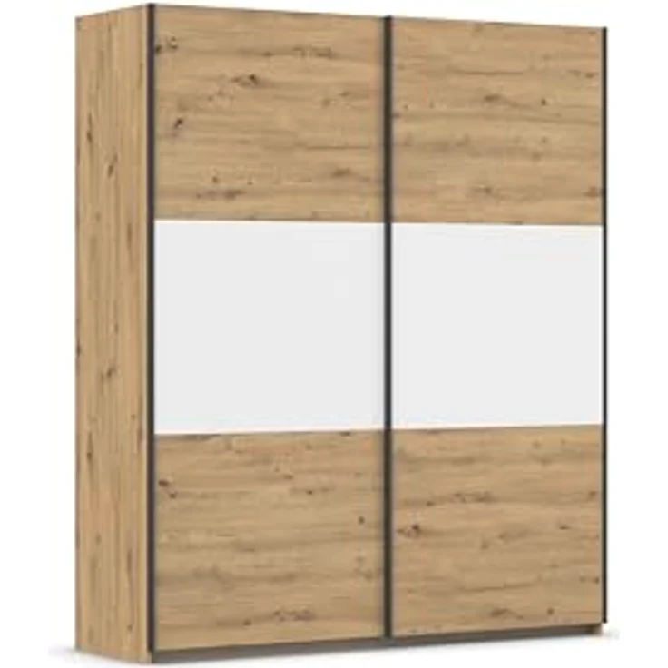Rauch Möbel Neo, Schwebetürenschrank, Kleiderschrank, Kleiderschränke, Garderobe, Schrank mit Stauraum, 2-türig, Farbe Eiche Artisan/Alpinweiß, 175 x 210 x 59 cm – Bild 2