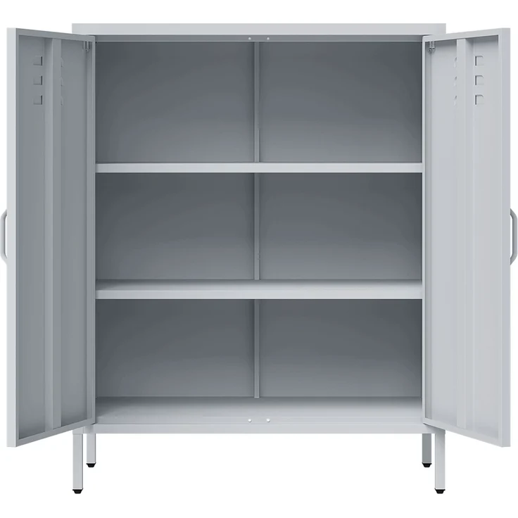skølm 'Atria' Metallkommode, grau, 100x38x80 cm, Metallschrank mit 3 Fächern – Bild 9
