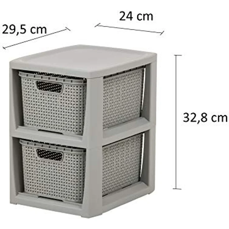 BranQ Badregal 1727, Rattan Bücherregal mit 2 ausziehbaren Körben grau – Bild 3