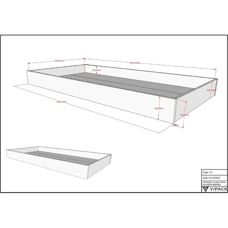 Hausbett >Buche Massiv< in Buche massiv weiß lackiert - 207,5x170x97,5 (BxHxT) – Bild 8