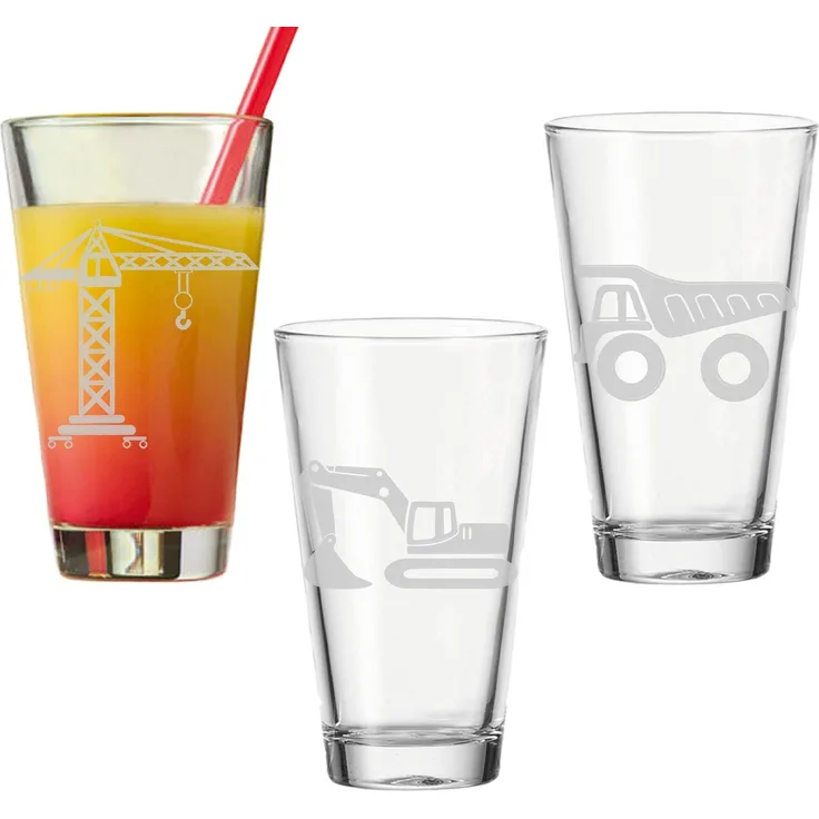 Luxentu Kinderbecher 300 ml Baustellenfahrzeuge 3er Set