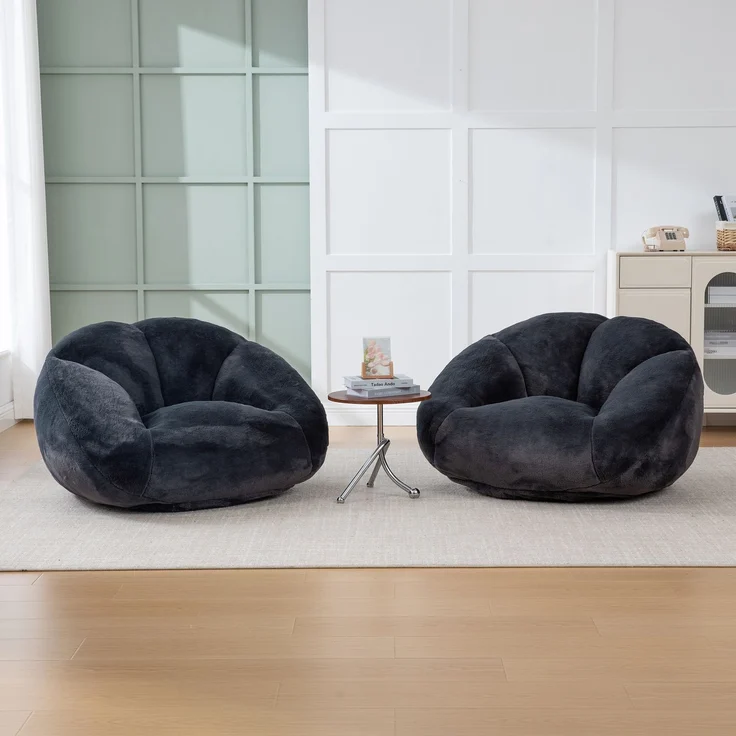 LVHOM Sitzsack XXL, Bodensofa aus Faux Fur, Montagefreier Bean Bag, für Wohnzimmer, Lounge, Schlafzimmer, Anthrazit – Bild 9