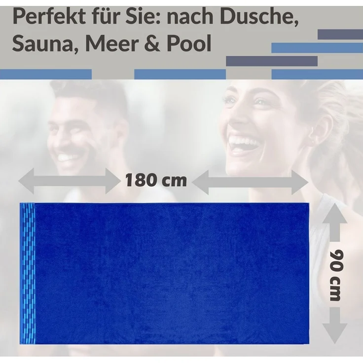 Lashuma Strandtuch - Badetuch Frottee, Strandhandtuch 90x180 cm aus 100% Baumwolle für Damen & Herren – Bild 3