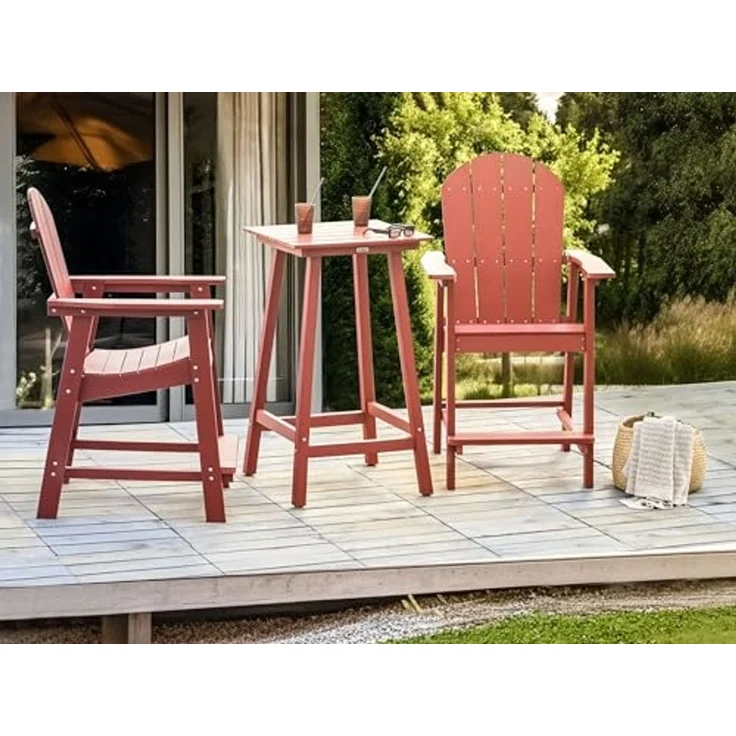 Garten Bartisch ADIRONDACK 60 cm 59 cm Kunststoff Rot – Bild 2