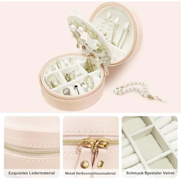 AdelDream Schmuckkasten Mini-Schmuckkästchen, Schmuckorganizer für Ringe Ohrringe Halsketten Armbänder – Bild 7