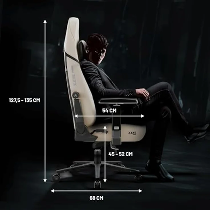Diablo Ergonomischer Gaming Stuhl Stoff X.Eye Prime Pc Stuhl mit Magnet-Kopfstütze Gaming Sessel Kühlfunktion Gaming Stuhl Ergonomisch Strapazierfähiger Stoff Gaming Chair 140 kg Desert Storm – Bild 4
