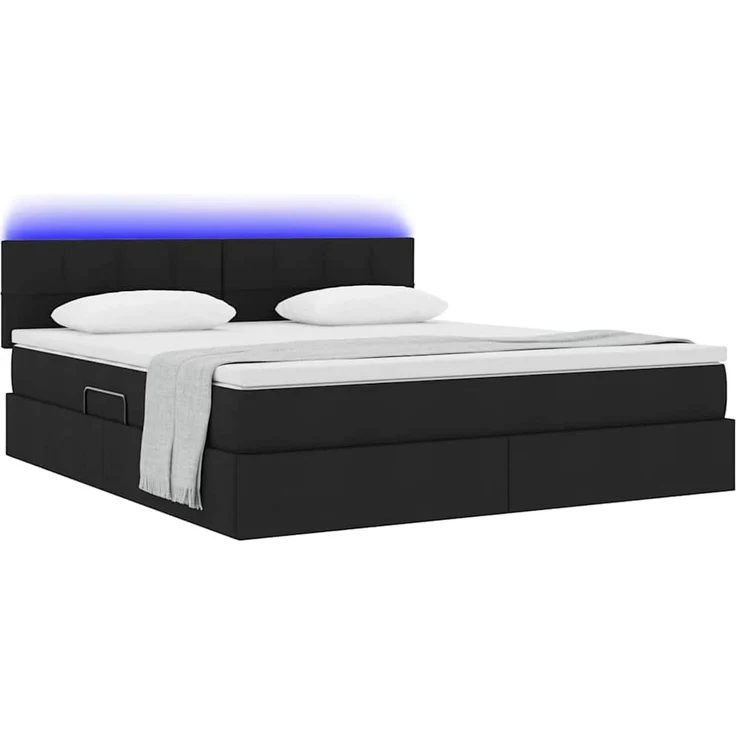 vidaXL LED-Speicherbett mit Matratze Schwarz 180 x 200 cm Stoff 3371162 – Bild 3