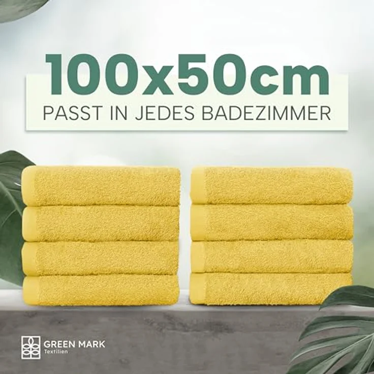 NatureMark 8er Spar-Pack Frottier Handtücher, Handtuch-Set, 50x100 cm, Gelb, 100% Baumwolle – Bild 4