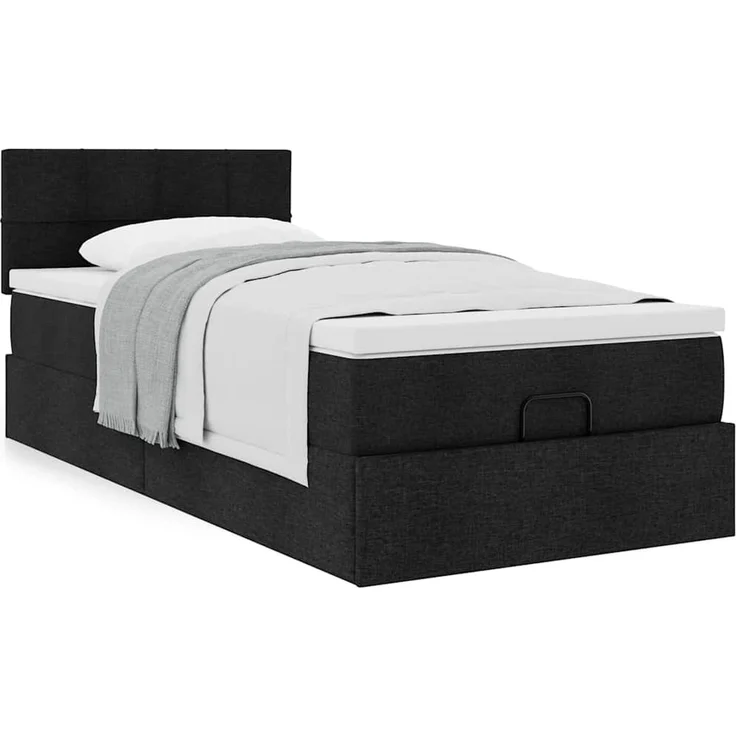 vidaXL Ottoman-Bett mit Matratze Schwarz 100x200 cm Stoff 3311437 – Bild 12