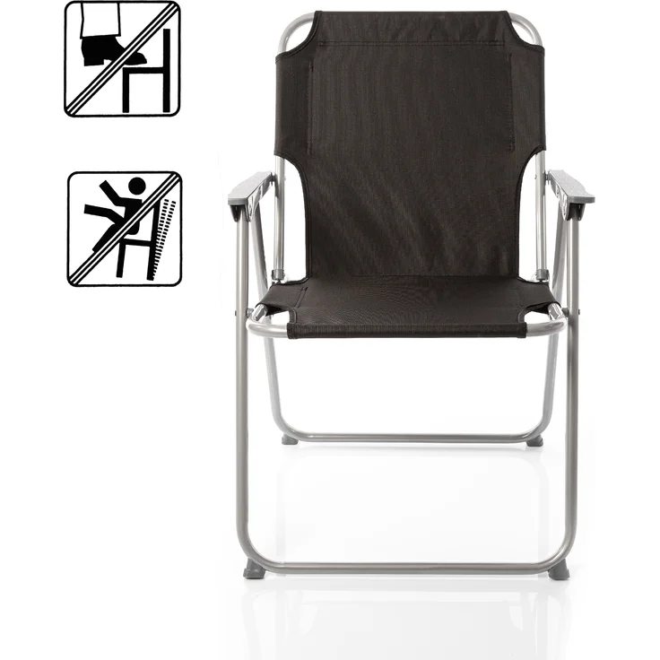 BigDean Klappstuhl Schwarz Campingstuhl Faltstuhl Angelstuhl robust klappbar bis 120kg – Bild 2