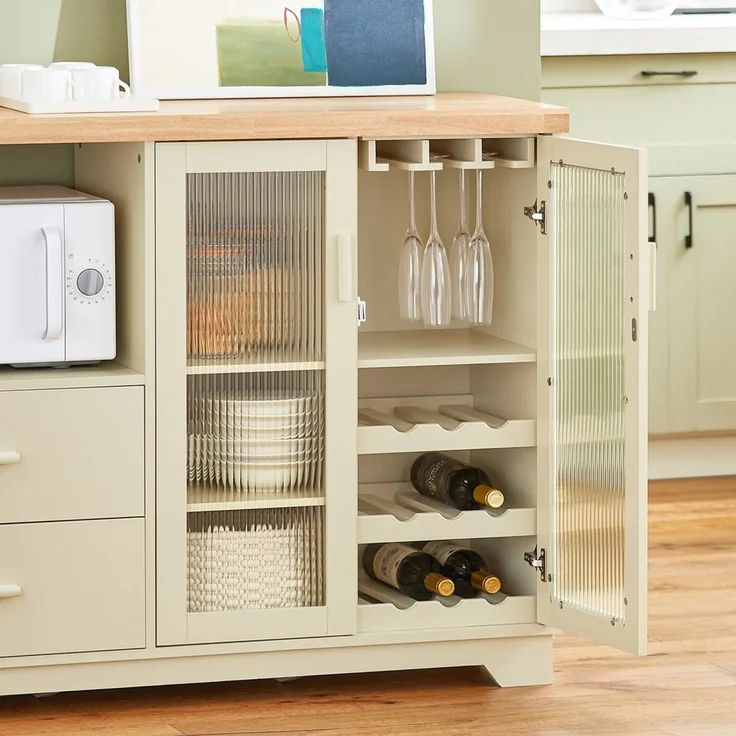 SoBuy FSB81-MI Sideboard, MDF, Lackiert, Cremeweiß, 120 x 90 x 40 cm – Bild 6
