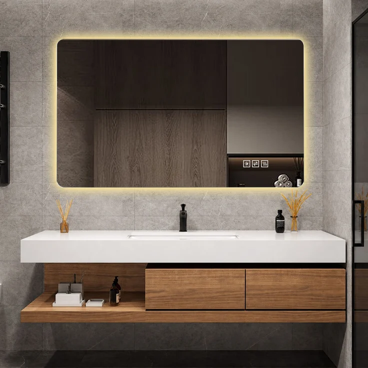Badezimmerspiegel 60x100 cm mit LED-Hintergrundbeleuchtung, Anti-Beschlag-Funktion und Touch-Bedienung – Bild 4