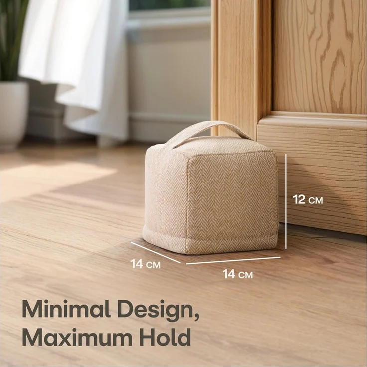 Praknu Bodentürstopper Türstopper Sack für Den Boden - Extra schwer 1Kg - mit Waschbarem (Türstopper Sack 1 kg, 1 St, Türstopper Sack extra schwer 1 kg, mit Tragegriff, Beige), mit Tragegriff - Für Haus & Büro - mit rutschfesten Pads – Bild 2